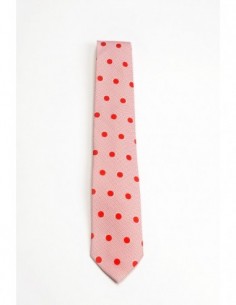 CORBATA BLANCA LUNARES ROJOS