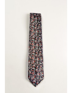 CORBATA NEGRA FLORES PEQUEÑAS
