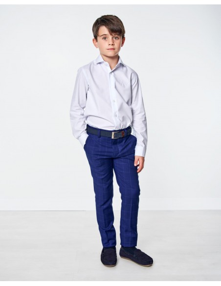 PANTALON NIÑO CHINO CUADROS AZUL SPAGNOLO