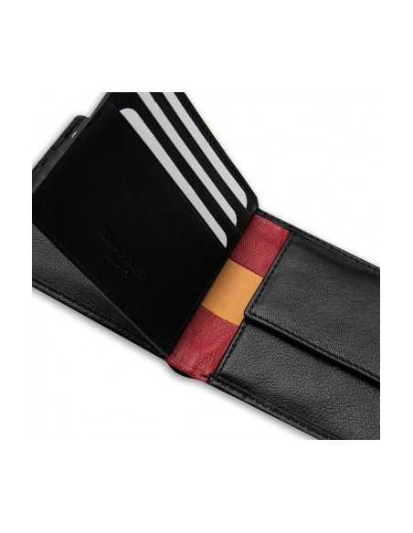 CARTERA AMERICANA NEGRA CON MONEDERO BANDERA ESPAÑA