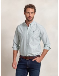 CAMISA OXFORD RAYAS - VERDE...